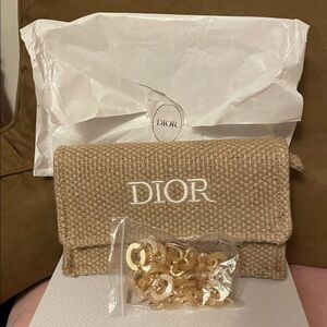 Dior Tan Clutch with Gold Accents